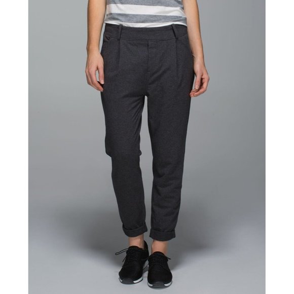 lululemon athletica Pants - Lululemon Pants Stress Less Heathered Dark Grey French Terry Taper